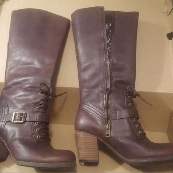 Killer Timberland leather lace-up boots worn once - size 9.5 brown - Picture 3 of 7